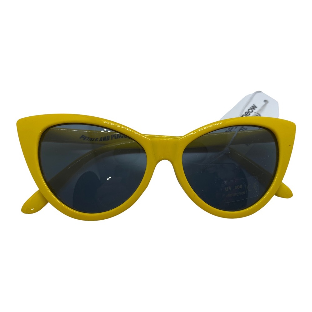 PETALS AND PEACOCKS Meow Meow Cat Eye Yellow Sunglasses NWT